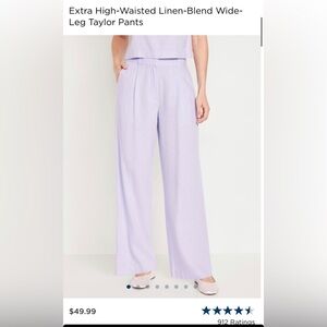 Extra High-Waisted Linen-Blend Wide-Leg Taylor Pants XS Petite